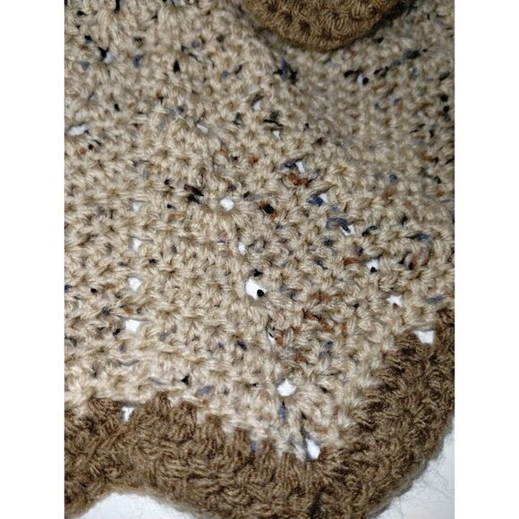 Puppy Lovey Handmade Crochet Tan and Brown  Puppy Security Blanket  15" Wide - Picture 7 of 10